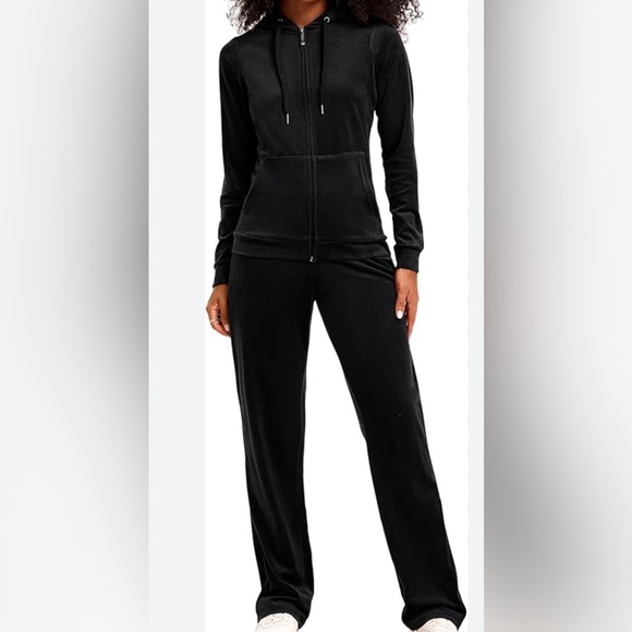 EURO JOY SPORTS EVERY DAY FLEECE HOODIE JOGGERS SET WOMEN BLACK COLOR SIZE LARGE - Picture 1 of 13